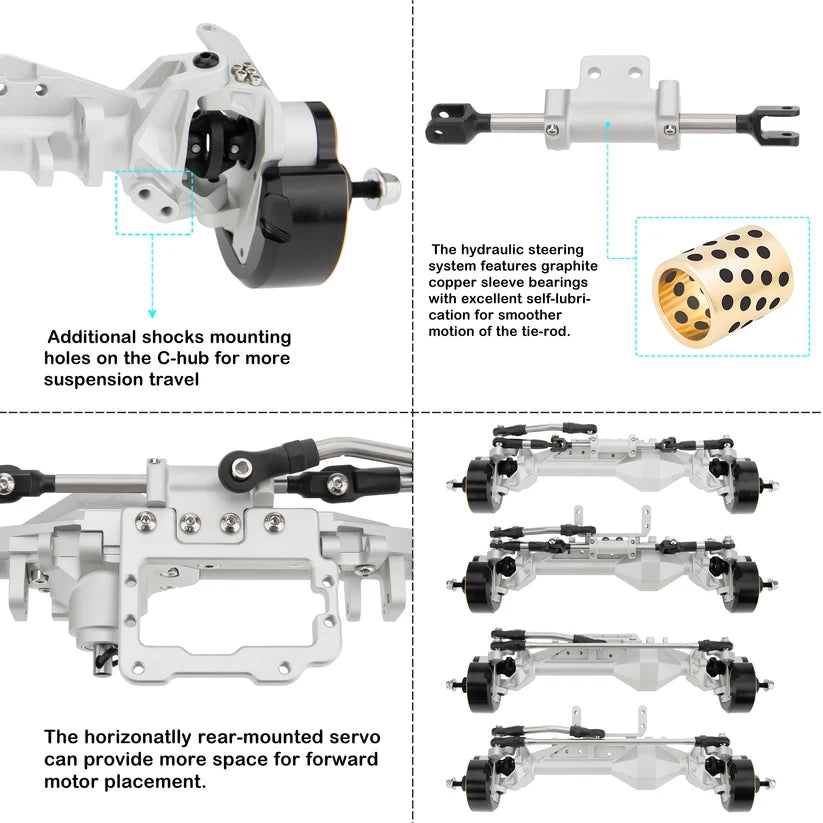 MEUS Racing MEUS-UTB19-88 CHEAT CODE V2 Capra 1.9 Isokinetic Portal Axles black – Silver front and rear axles