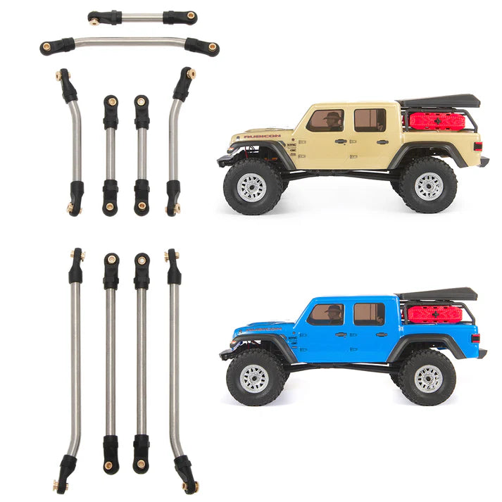 MEUS RACING Stainless Steel High Clearance Chassis Links Steering Links Set 10pcs 155mm Wheelbase for 1/24 Rock Crawler SCX24 Gladiator AXI00005