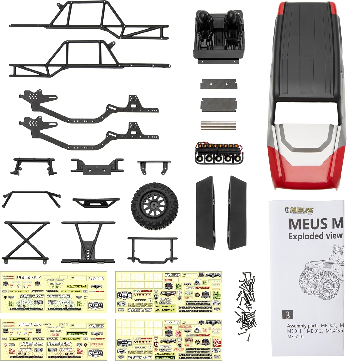 MEUS Racing MB24 Body 5.2in 132MM Axial Shell Body ABS+Nylon Carbon Fiber Frame For 1/24 Axial SCX24 Bronco JLU B-17 C10