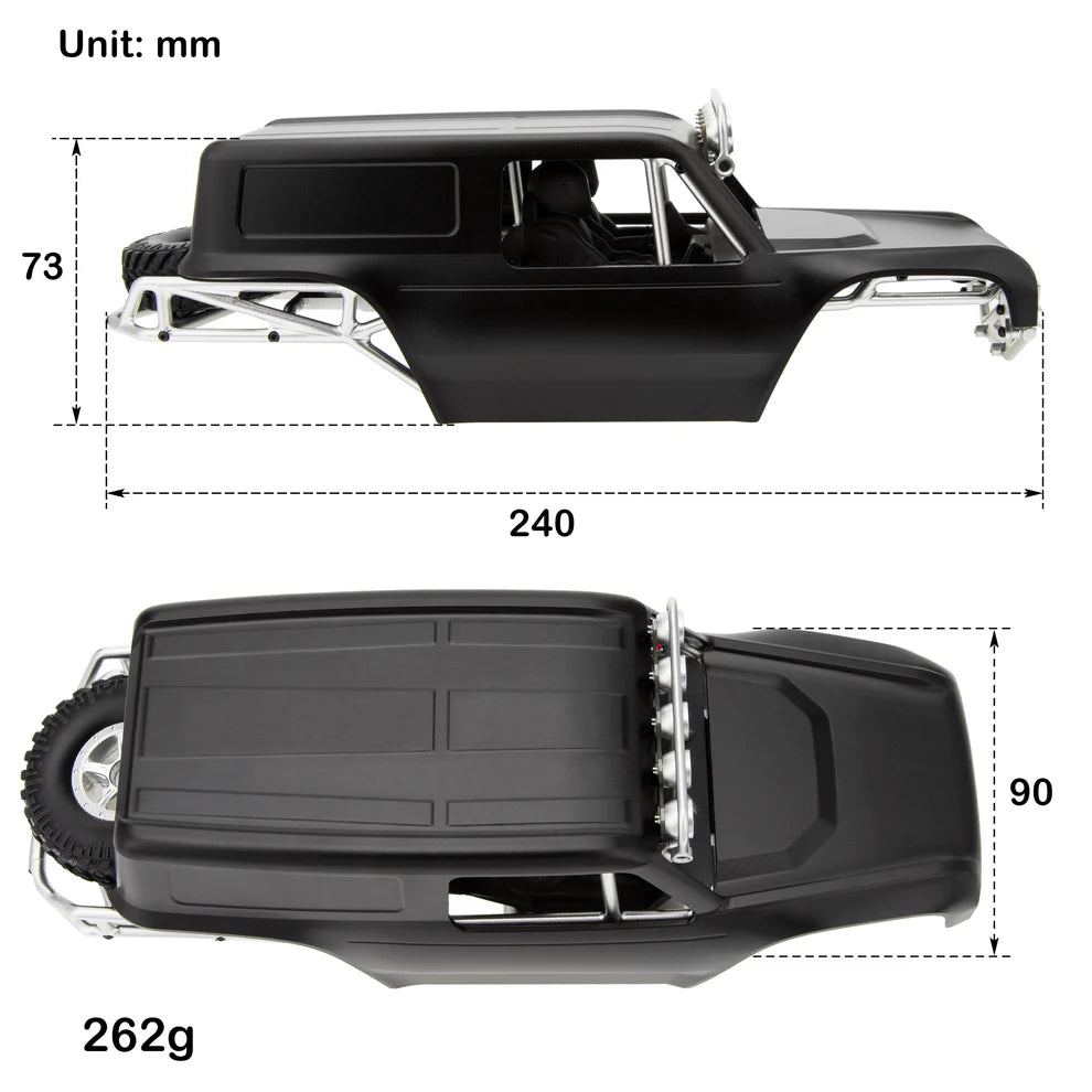 MEUS Racing MB18 Pro Aluminum Body Shell & Frame Kit for TRX4M Defender Bronco K10 F150 High Trail