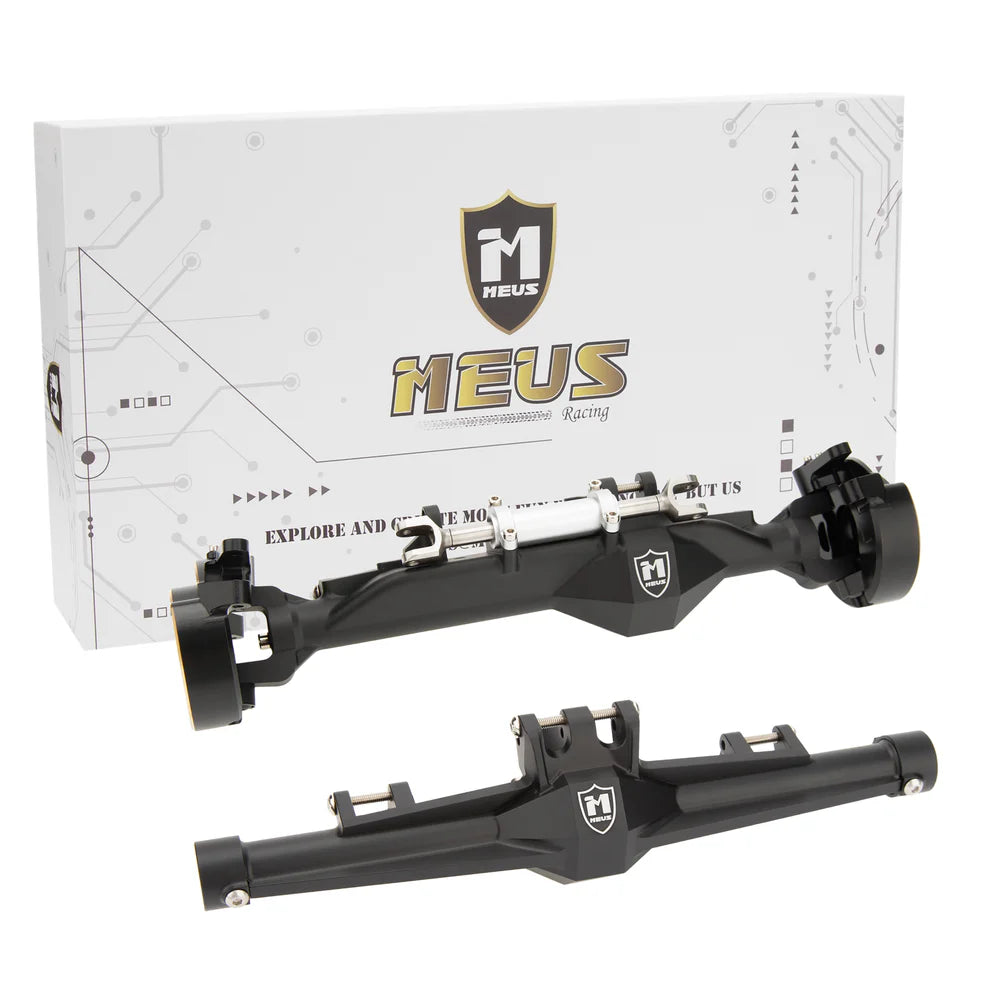 MEUS Racing Metal Front Rear Straight Axles Housings with Brass Steering knuckles & Servo Mount for 1/10 Vanquish H10 Optic