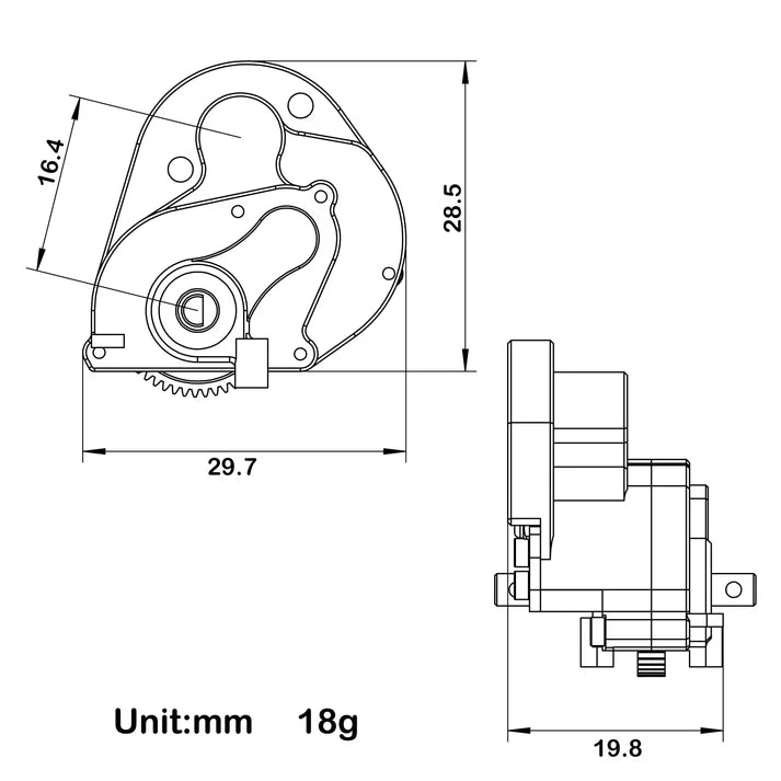 MEUS-SCX24-KY1011 MEUS Racing SCX24 Brushless Transmission Aluminum Complete Gearbox for 1/24 SCX24 AX24 – Black