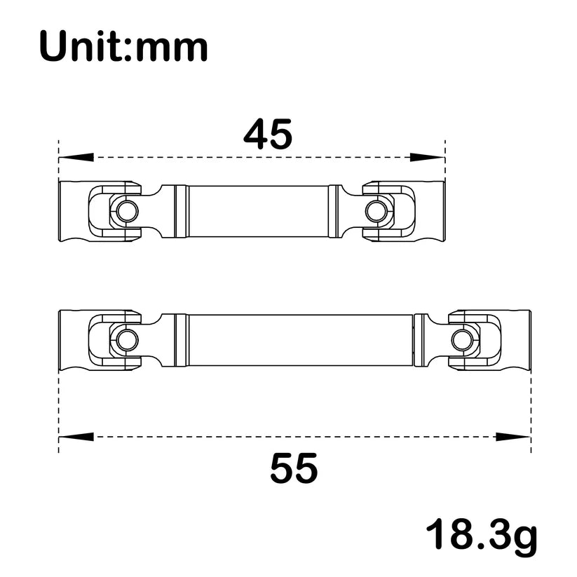 MEUS Racing Stainless Steel Drive Shaft With D-Shape-Hole for Axial 1/24 SCX24 C10 Bronco JLU