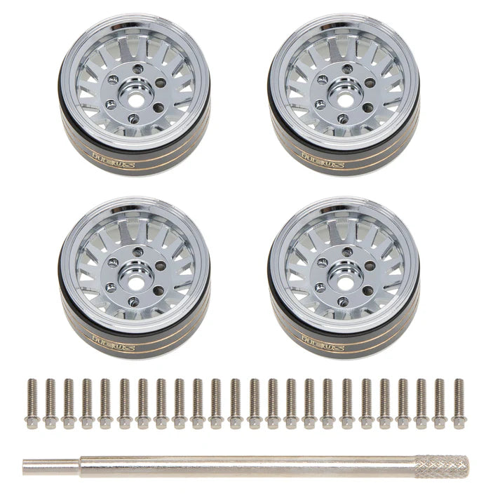 MEUS RACING RC Car 1.0" Beadlock Wheel Aluminum Chrome-Plated Brass Inner Ring Negative Offset -3.25mm for Axial SCX24 TRX4M 1/18 1/24 Upgrade Parts