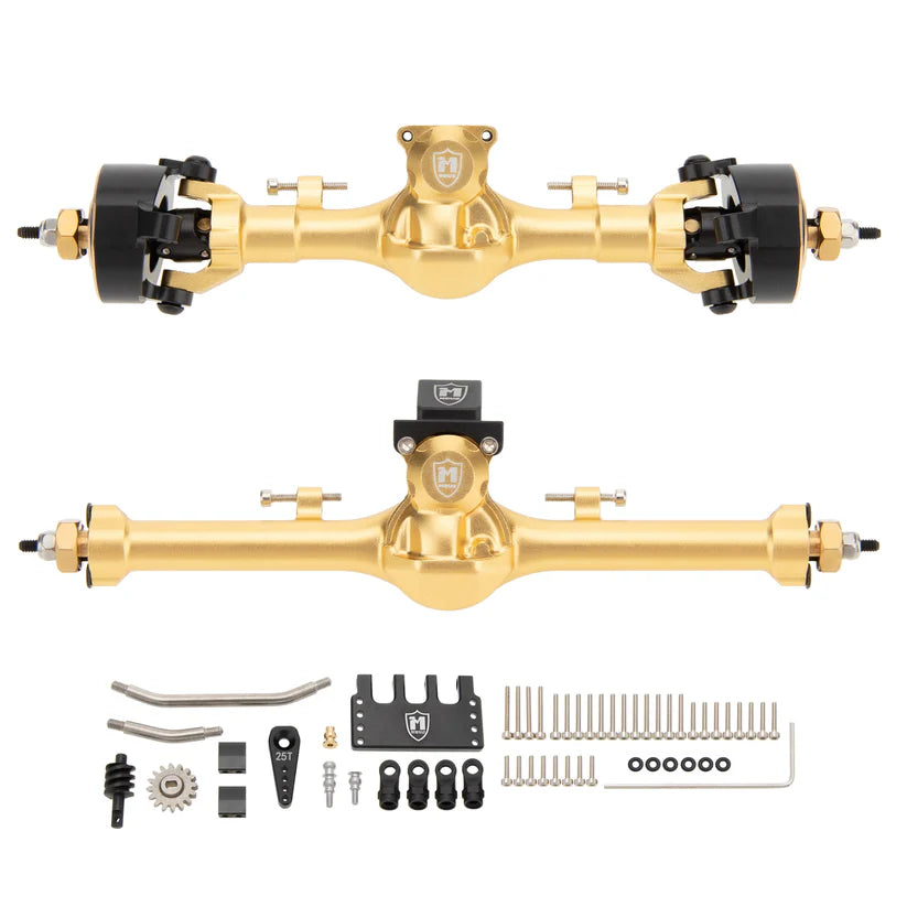 MEUS Racing SCX24-01-KY1620 SCX24 Metal V3 Isokinetic Axles +9MM with 3-Section CVD for Axial 1/24 SCX24 Gold