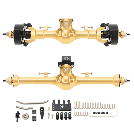 MEUS Racing SCX24-01-KY1620 SCX24 Metal V3 Isokinetic Axles +9MM with 3-Section CVD for Axial 1/24 SCX24 Gold