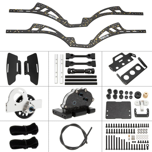 MEUS-LCG10-03 MEUS Racing Gold Rush V2 Carbon Fiber LCG Chassis Kit for 1/10 Axial SCX10 SCX10 II Capra 1.9 UTB and Other DIY Builds