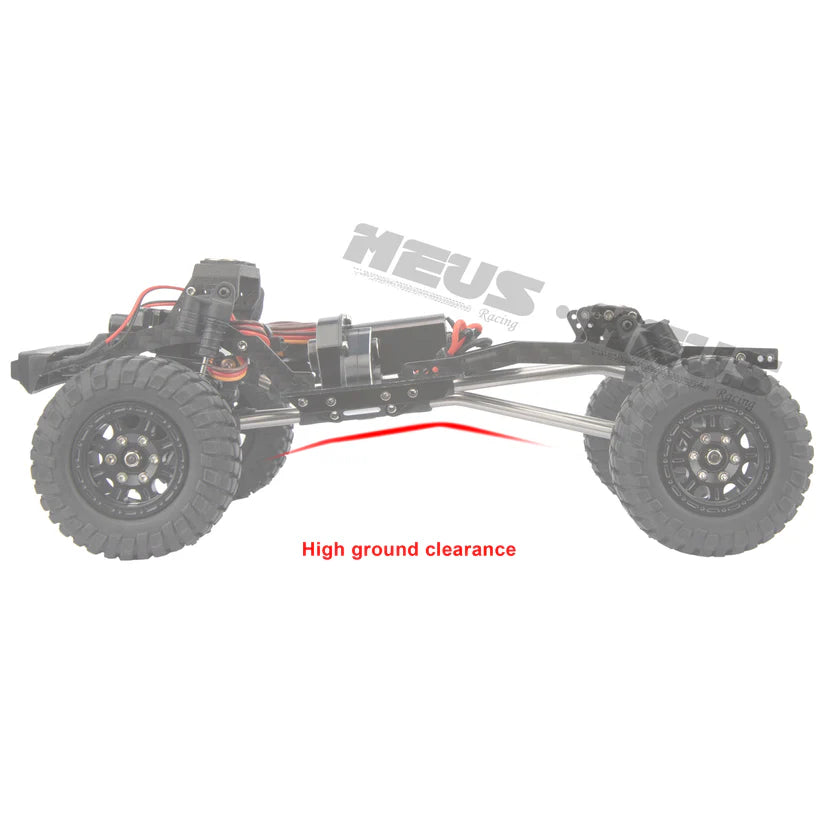 Meus Racing 1/24 Transmission Front System DIY Kits LCG Carbon Fiber Chassis Frame Bend Links Drive Shaft Magnetic Invisible Body Mount 132MM Wheelbase for SCX24 C10 Wrangler