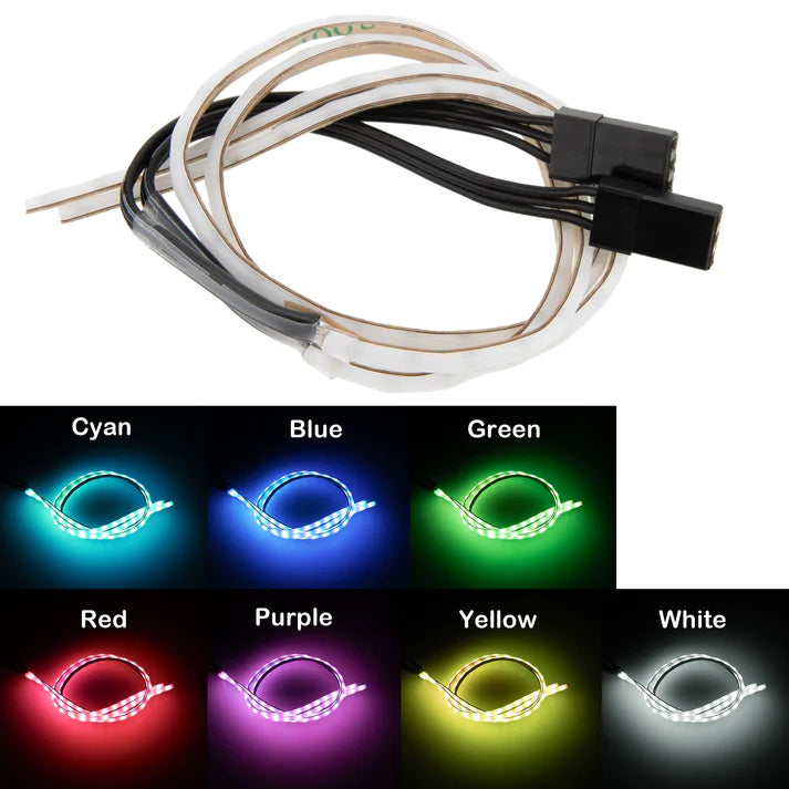 MEUS Racing RGB V2 LED Colored Light Strip Flexible Cuttable for 1/24 SCX24 1/18 TRX4M RC Crawlers Upgrades
