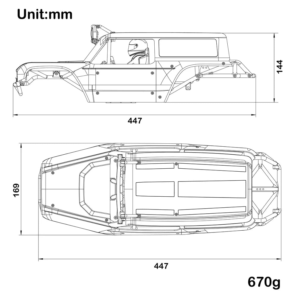 MEUS Racing MB10 Body ABS Shell Nylon Frame for 1/10 Axial SCX10 RC Crawler