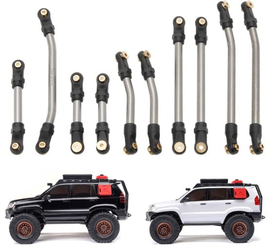 MEUS Racing Metal High Clearance Chassis Links for 1/24 SCX24 Lexus GX 470 Titanium