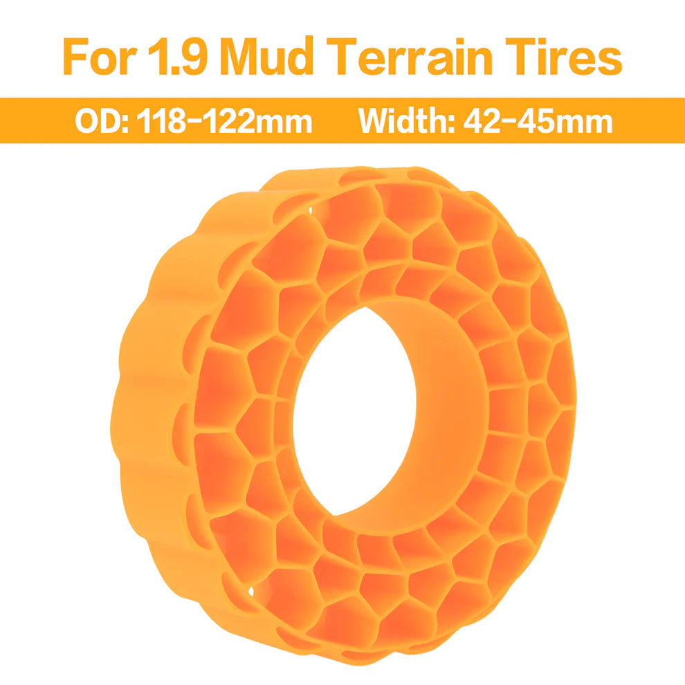 MEUS-01-KY0650 MEUS Racing Soft Silicone Rubber Inserts for 1.9-Inch Tires 118-122mm for 1/10 RC Crawlers- Orange Soft Inserts