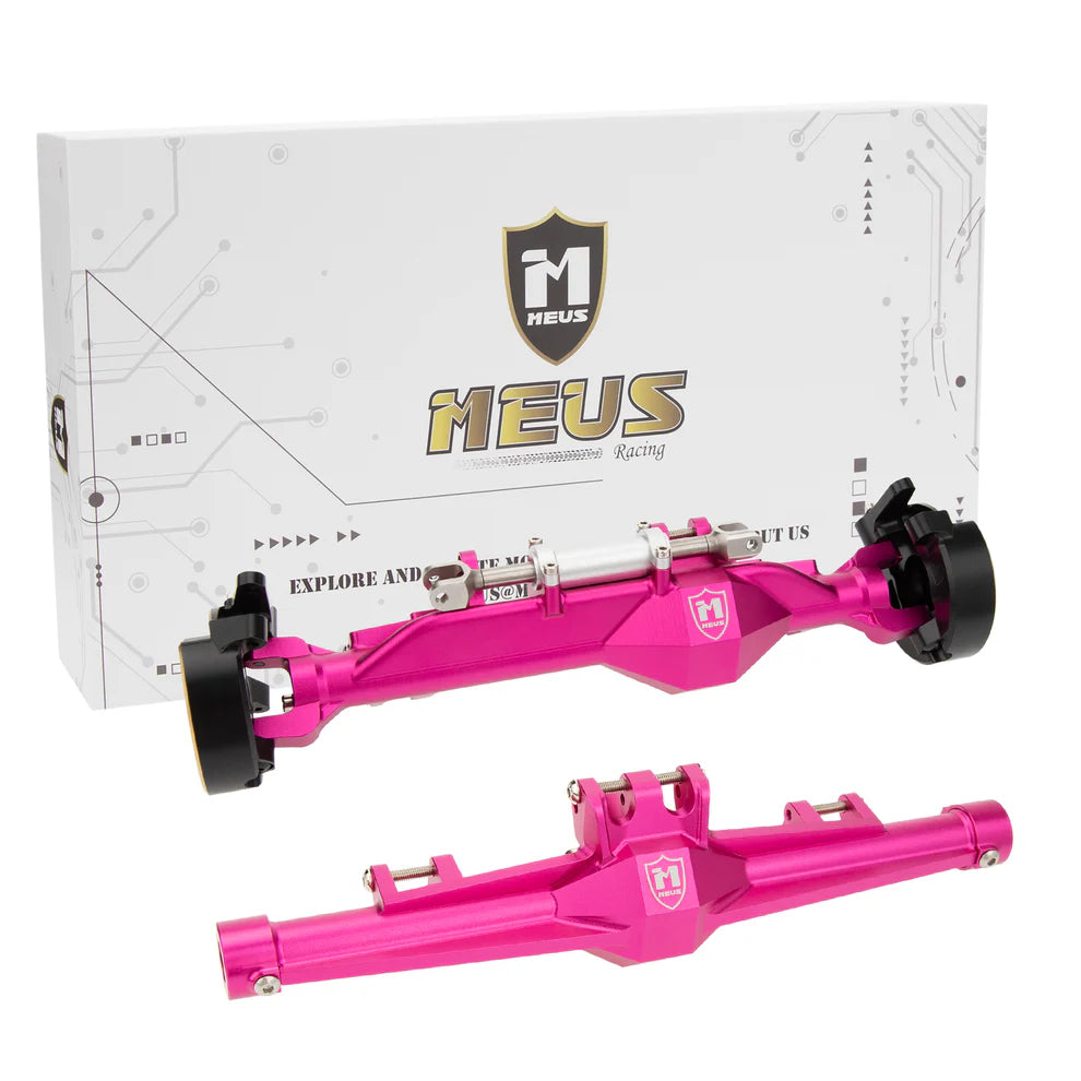 MEUS Racing Metal Front Rear Straight Axles Housings with Brass Steering knuckles & Servo Mount for 1/10 Vanquish H10 Optic