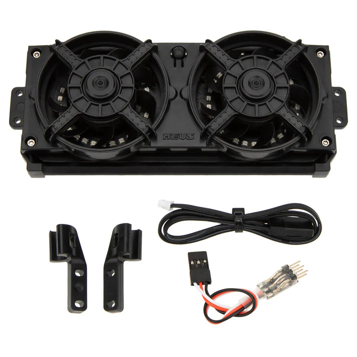 MEUS Racing Rear Mount Radiator Cooling Fan with Lights for Vanquish Optic H10 1/10 RC Crawler