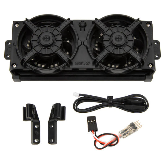 MEUS Racing Rear Mount Radiator Cooling Fan with Lights for Vanquish Optic H10 1/10 RC Crawler