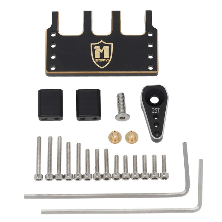 MEUS Racing Adjustable Brass Servo Mount With Steering Horn for SCX24 C10 JLU Bronco