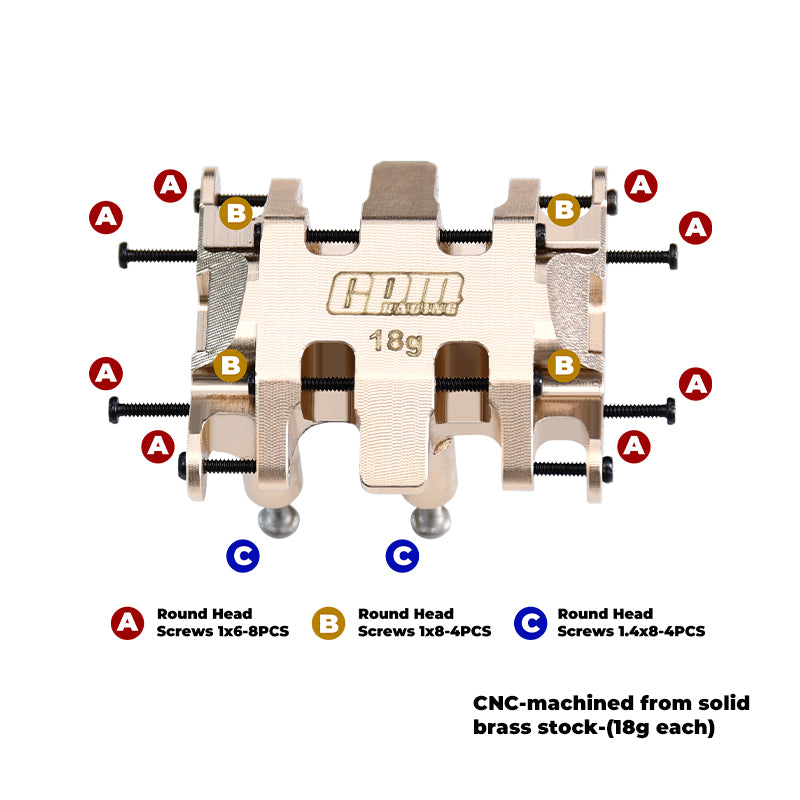 BRASS CENTER GEAR BOX MOUNT SKID PLATE (18G) FOR SCX30