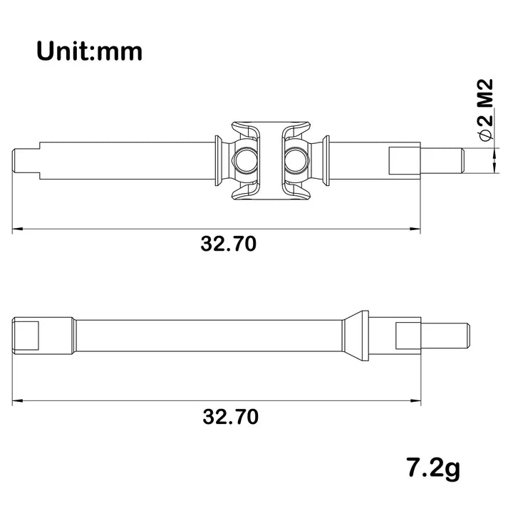 MEUS Racing SCX30 Isokinetic 3-Section CVD Shafts for MEUS SCX30 +3MM ISO Axles