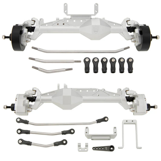 MEUS-UTB19-10 MEUS Racing 1/10 Capra 1.9 4WS UTB Isokinetic 3-Section Two Front Axles for 1/10 Axial Capra 1.9 UTB AXI03004 LCG Chassis set silver front