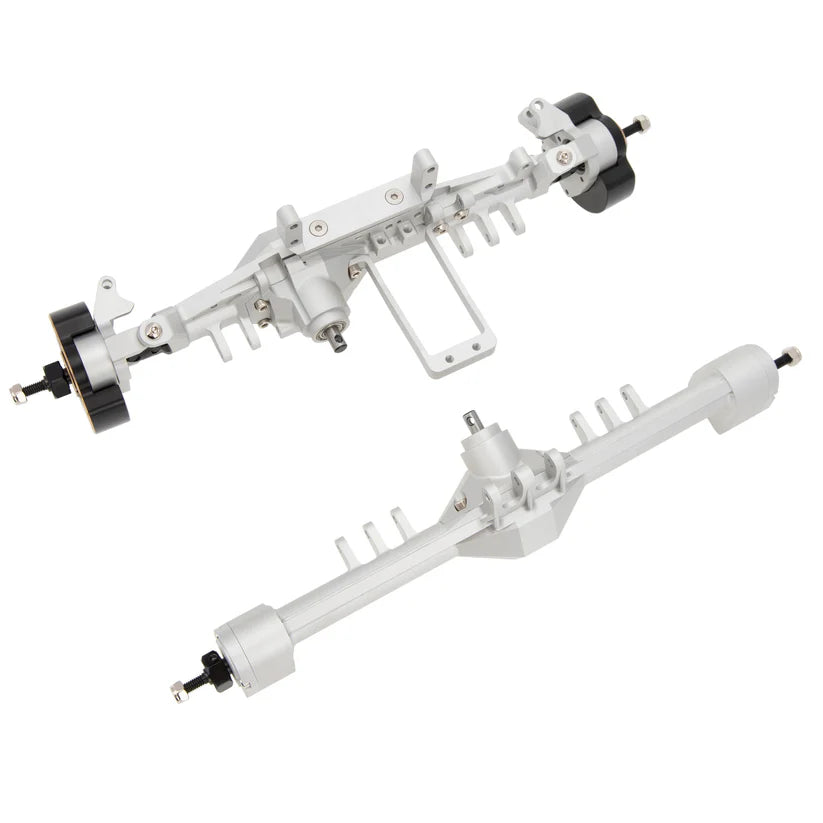 MEUS-UTB19-01 MEUS Racing Isokinetic 3-Section CVD Portal Front Rear Axles with 2 Servo Mounts for 1/10 Axial Capra 1.9 UTB DIY SCX10 SCX10 II Black/silver