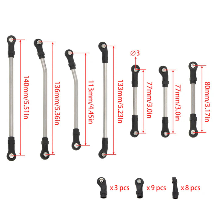 TRX4-01-0301 MEUS Racing TRX-4 Stainless Steel Links 324 Wheelbase Chassis Links Set for 1/10 TRX-4
