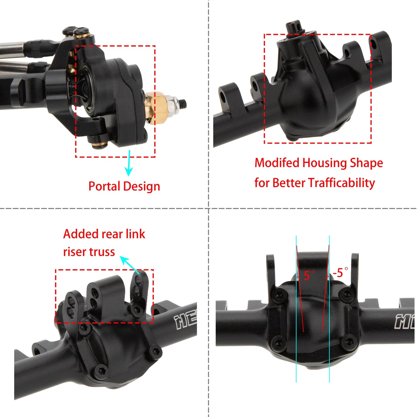 MEUS Racing TRX4M Metal Portal Axles Upgrade Ground Clearance +7MM for 1/18 TRX4M RC Cars