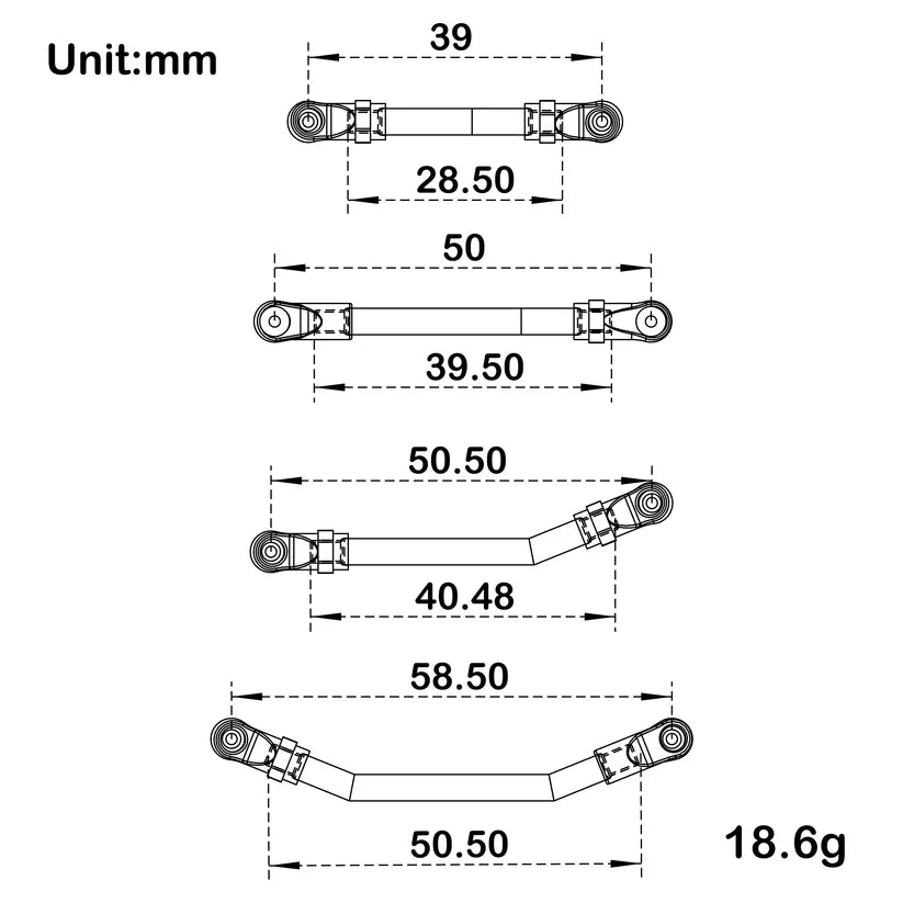 MEUS Racing 8PCS SCX24 Double Bent High Clearance Chassis Links for Axial 1/24 SCX24 C10 Bronco Wrangler