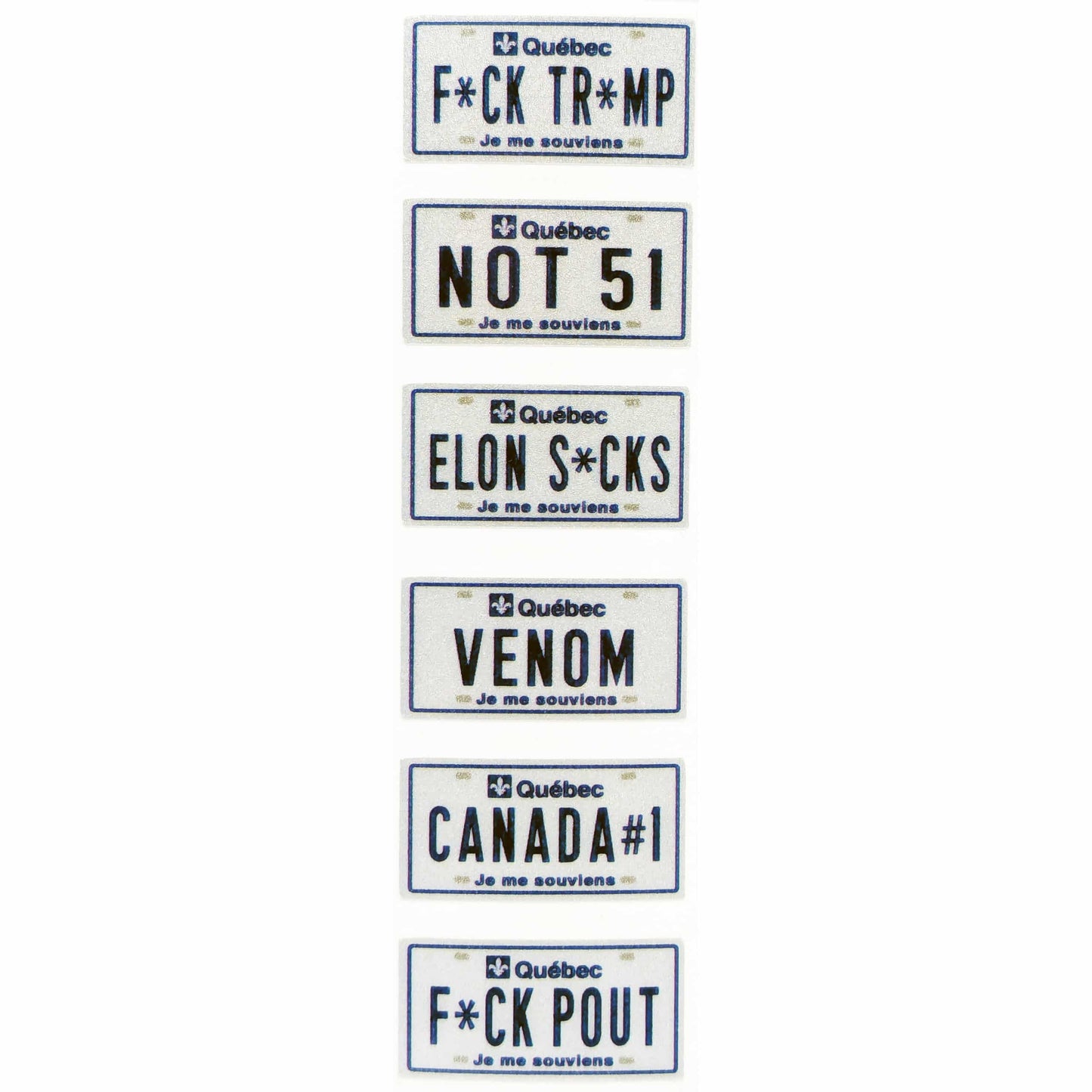 Ensemble de (6) plaques  »Scale » QUEBEC 1/10 Canada Proud! (WAGACC10LPQC4)