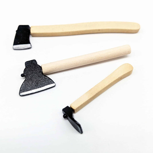Ensemble de haches et pioche en bois 1/10 (WAGDEC10AXE01)