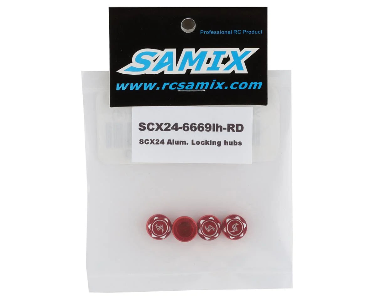 Samix SCX24 Aluminum Scale Wheel Hub (Red) (4) (Samix Beadlock Wheel Only)