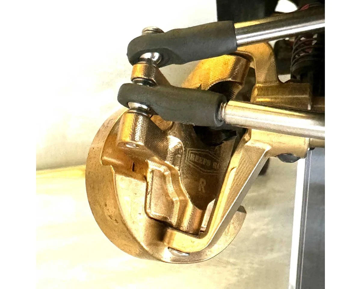 Reefs RC Axial SCX10 Pro Brass Portal Steering Knuckles (Gold) (2) (46g)