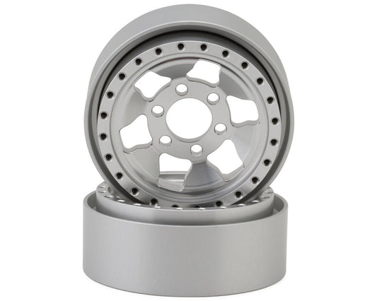 Reefs RC 1/10 Granite 1.9" Rock Crawler Beadlock Wheels w/Hubs & Rings (Silver) (2)
