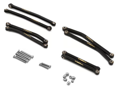 Treal Hobby Axial SCX30 Brass High Clearance Suspension Links Set (Black) (Bronco/Wrangler)