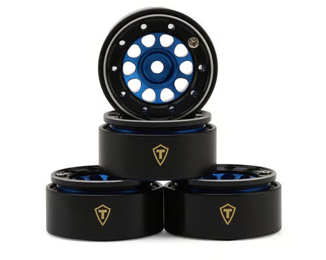 Treal Hobby Type E 0.7" Aluminum Micro Crawler Beadlock Wheels  (4) (9.5g ea) w/Brass Rings