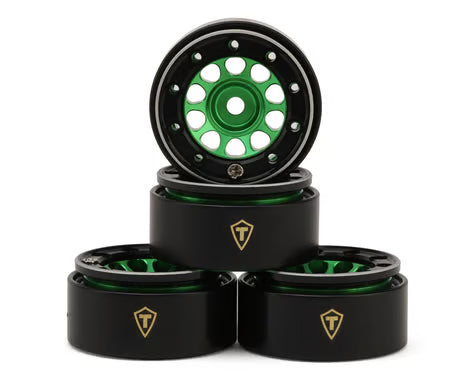 Treal Hobby Type E 0.7" Aluminum Micro Crawler Beadlock Wheels  (4) (9.5g ea) w/Brass Rings