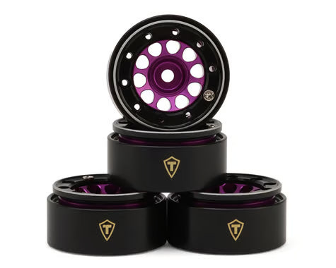 Treal Hobby Type E 0.7" Aluminum Micro Crawler Beadlock Wheels  (4) (9.5g ea) w/Brass Rings
