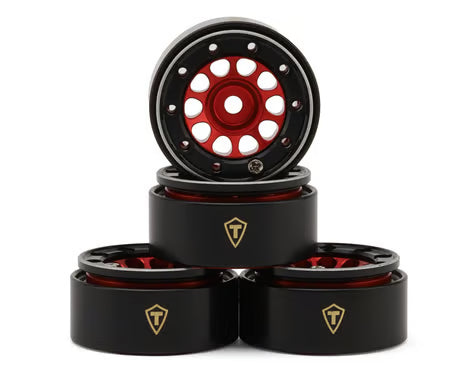 Treal Hobby Type E 0.7" Aluminum Micro Crawler Beadlock Wheels  (4) (9.5g ea) w/Brass Rings