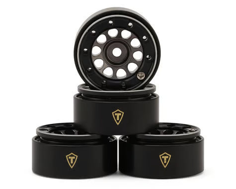 Treal Hobby Type E 0.7" Aluminum Micro Crawler Beadlock Wheels  (4) (9.5g ea) w/Brass Rings