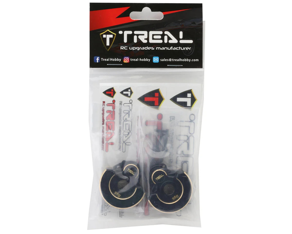 Treal Hobby Heavy Brass Outer Portal Housing Covers for Traxxas TRX-4 (Black) (2) (95g)