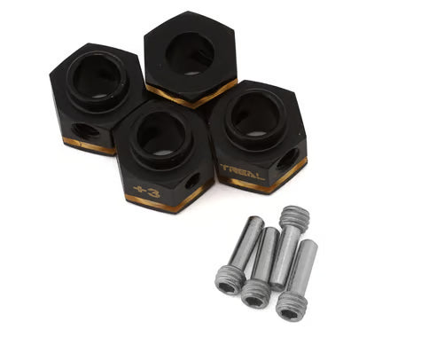 Treal Hobby Brass Hex Adapters for Traxxas TRX-4 (Black) (4) (+3mm)