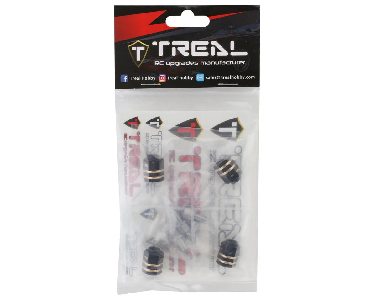 Treal Hobby Brass Extended Hex Hubs for Traxxas TRX-4 (Black) (4) (+10mm)